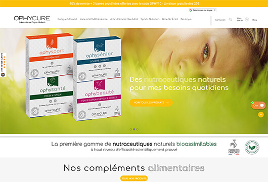 Preview du site e-commerce d’Ophycure, réalisé par Infolien, agence web dans l’Hérault